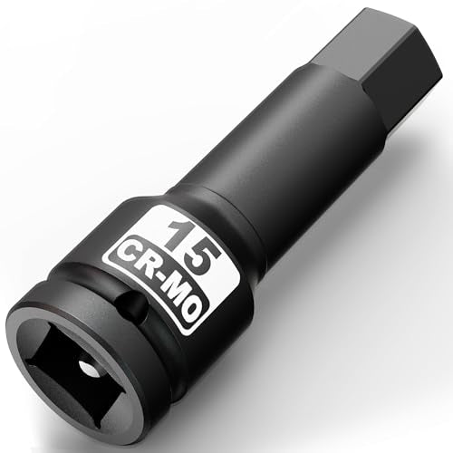 1/2" Drive 15 mm Hex Impact Bit Socket, H15 Allen Bit Socket, Metric, Cr-Mo Steel, Automotive Repair Industrial Maintenance and DIY Enthusiasts Alike - size: 1/2" H15 Deep