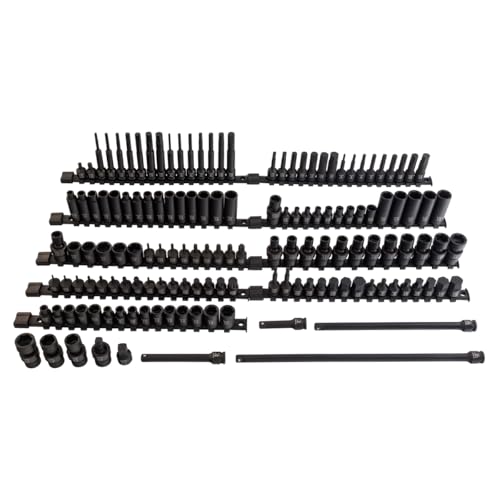 SUNEX 35145 3/8" Drive SAE & Metric 6 Point Standard & Deep with Universals, Star (E and Tamperproof), Triple Square, & Hex Bit, 145-Piece - size: 145-piece SAE/Metric