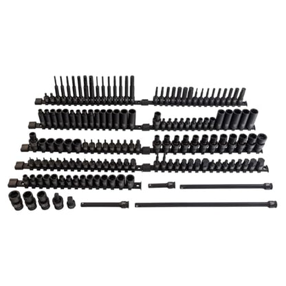 SUNEX 35145 3/8" Drive SAE & Metric 6 Point Standard & Deep with Universals, Star (E and Tamperproof), Triple Square, & Hex Bit, 145-Piece - size: 145-piece SAE/Metric