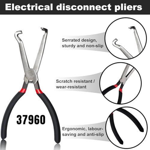 Electrical Disconnect Pliers 37960, Electrical Connector Separator 13120, 8in Automotive Tools Electrical Connector Pliers, Automotive Tools for Push Tab Style Plugs (2-Piece Set) - style: Straight