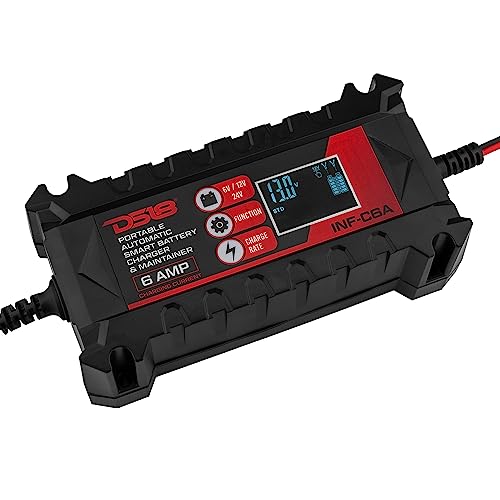 DS18 INF-C6A 6V/12V Car Battery Charger, Portable Automatic Smart Lithium and AGM Battery Trickle Charger & Maintainer 6A for Car Truck Motorcycle Lawn Mower Boat Marine Lead Acid Batteries