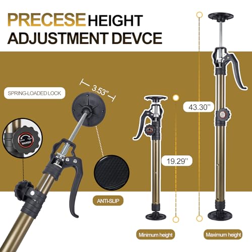 MANQO Cabinet Jack for Installing Cabinet，Adjustable Support Pole，3rd Hand Support System，Extend from 19.29 inch to 43.30 inch,Supports up to 156lbs for Drywall 2Pcs Set (Patent Design) - size: 19.29"-43.30" 2pc point lock