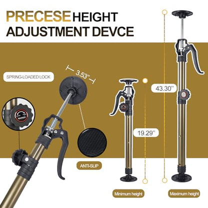 MANQO Cabinet Jack for Installing Cabinet，Adjustable Support Pole，3rd Hand Support System，Extend from 19.29 inch to 43.30 inch,Supports up to 156lbs for Drywall 2Pcs Set (Patent Design) - size: 19.29"-43.30" 2pc point lock