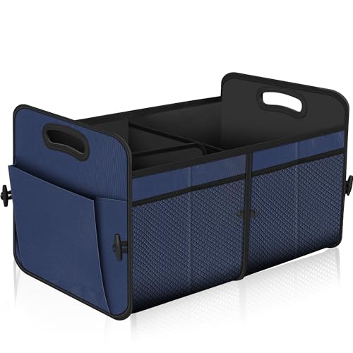 Femuar Car Trunk Organizer,Car Storage Organizer with 72L Large Capacity Waterproof Collapsible and 11 Pockets,Trunk Organizer for Car Suv/Jeep/Sedan, Large Size,Blue - color: Blue, size: Large