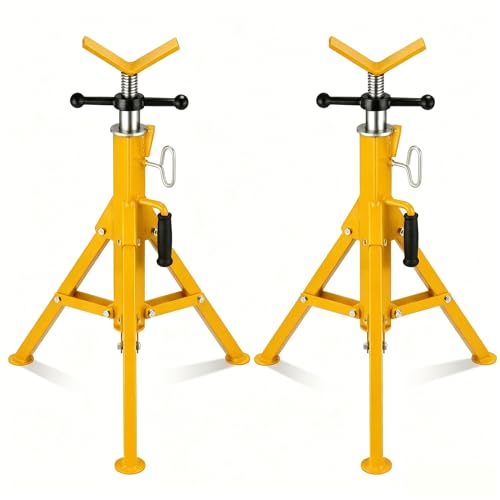 Garvee V Head Tripod Pipe Jack Stand, 1/8"-12" Pipe Support Rest, 2500 LB Heavy Duty Carbon Steel Adjustable 28"-52" Folding Portable Pipe Stand for Welding Pipe | Heavy Duty Carbon Steel Adjustable 28"-52" Folding Portable Pipe Stand for Welding Pipe - c