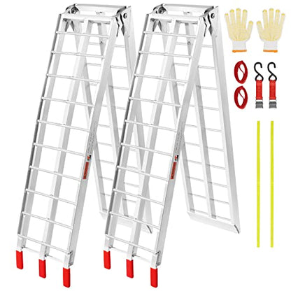 VEVOR 7.5ft Aluminum Ramps, 1500 lbs Folding Loading Ramps (2 pcs Set) for Pickup Trucks Bed, Trailers Ramp with Load Straps for Dirt Bike, UTV, ATV, Trucks, Lawn Mowers, Cargo Trailer, 89" L x 12" W - size: 1500lbs
