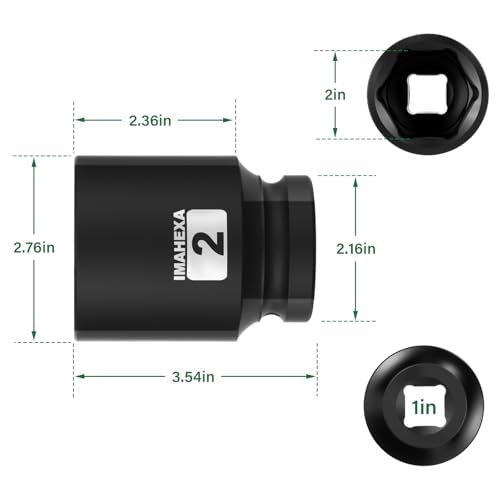 1" Drive Shallow Impact Socket,2 Inch SAE Jumbo Socket,CR-MO 6 Point for Easy Removal of Large Axle Nut（SAE) - size: 1 Inch Shallow 2", style: 1"Drive Shallow Impact Socket