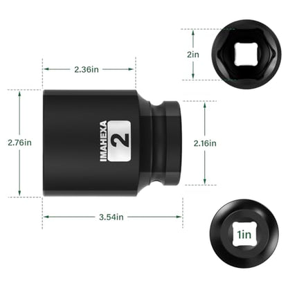 1" Drive Shallow Impact Socket,2 Inch SAE Jumbo Socket,CR-MO 6 Point for Easy Removal of Large Axle Nut（SAE) - size: 1 Inch Shallow 2", style: 1"Drive Shallow Impact Socket