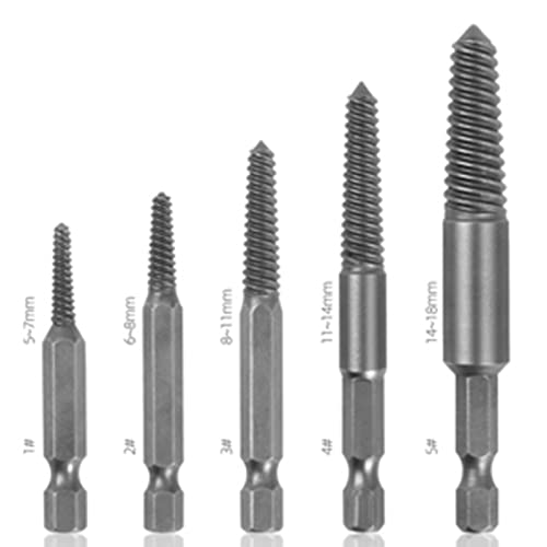 Screw Extractor Set, 6 Pcs Headless Broken Screw Remover, Damaged Stud Removal Tool, Professional Grade Kit with Post, for Mechanics, Automotive Repair, Woodworking, DIY Projects,