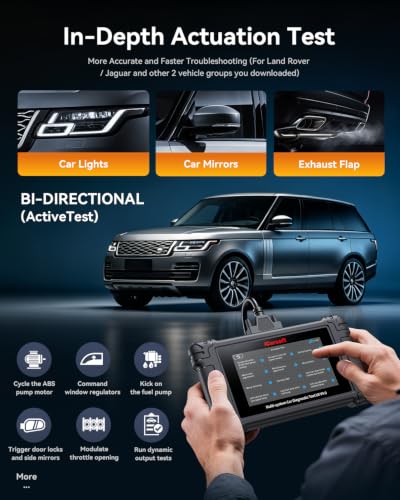 iCarsoft LR V4.0 Full System Bidirectional Diagnostic Scan Tool for Most Land Rover and Jaguar Free 2 Further Vehicle Groups Lifetime Free Update Up to 38 Resets Automotive Active Test Scanner CAN FD