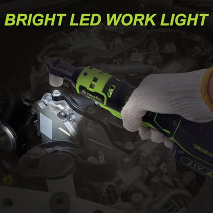Electric Ratchet Wrench 21V, 3/8" Cordless Ratchet Wrench 40 N.M, Battery Powered Ratchet with Battery & Charger (2.0Ah), Power Socket Torque Wrench Ratchet with 7 Sockets