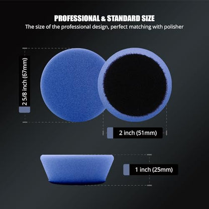 SPTA PRO Blue Mini High-Cut Foam Polishing Pad Sets, 5Pcs 2inch/50mm Sponge Polishing Buffing Pads, Car Foam Detail Polishing Pad Kit for Car Detail Polishing, Small Area Polishing -FF202-5 - color: 5Pcs Blue Moderate-Cut Pad, size: 2 Inch (50mm)