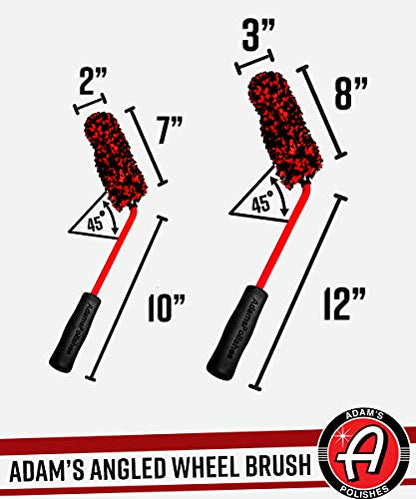 Adam's Polishes Angled Wheel Detailing Brush - Car Cleaning Wheel Brush | Use W/Wheel Cleaner, Rim Cleaner, Chrome Cleaner | Car Wash Brush Cleans Brake Dust from Barrels & Hard to Reach Areas Bundle - size: Bundle
