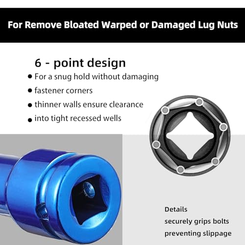 Greywolf 3 pcs Long Wheel Nut Socket Set，1/2 Inch Drive Nut Socket Set, Score Nut Thin Wall Wheel Impact Deep Socket Set, Extra Long 150mm Deep Socket for Wheel Nut Remover, Metric Sizes 17 19 21mm - size: 3