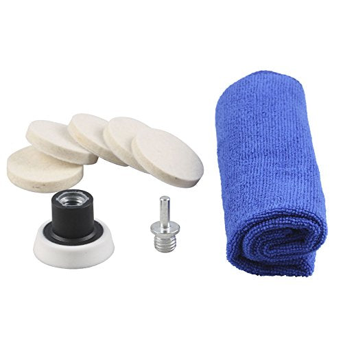 2Inch Car Felt Polishing Buffing Pad, 8pcs Polishing Sanding Discs, Felt Polishing Wheel with Towel, 3mm Shank Backing Pad for Rotary Tools to Polish Glass and Metal (2 Inch Sets)