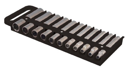 Lisle 40990 Large Magnetic 1/2” Socket Tray Black - size: 1/2 Inch, style: Black 1/2" Magnetic Socket Holder