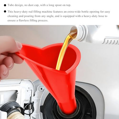 Oil Funnel, Flexible Multi-Function Automotive Oil Funnel, Spill-Proof Plastic Long Neck Engine Funnel Set for Gas Lubricants Water Diesel Fuel Kerosene, Car Accessories (Red) - color: Red, 1 PC