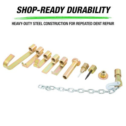 OEMTOOLS 25922 Dent Puller Kit, 10-Piece Drop Forged Steel Dent Removal Kit For Cars, Includes 10 lb. Slide Hammer, Hooks, Drivers, Fasteners, And Tools | Sturdy Storage Case Included, 10 lb. Slide Hammer, Shop Ready Durability, 23 Inch Slide Hammer Shaft