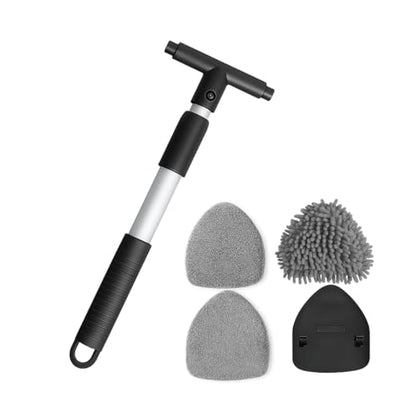Car Windshield Cleaner Tool, Extendable Handle Triangle Vehicle Window Cleaner with 3 Washable and Reusable Microfiber Pads, Auto Windscreen Cleaning Tool, Universal Fit - size: Triangle