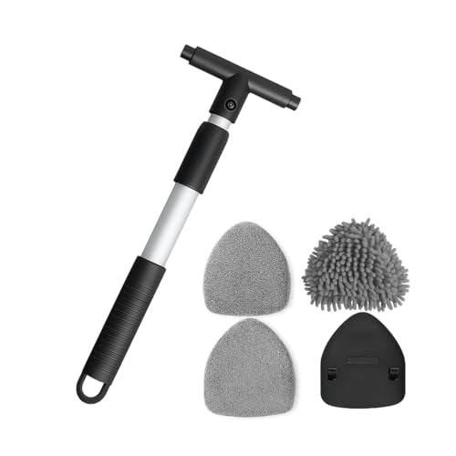 Car Windshield Cleaner Tool, Extendable Handle Triangle Vehicle Window Cleaner with 3 Washable and Reusable Microfiber Pads, Auto Windscreen Cleaning Tool, Universal Fit - size: Triangle