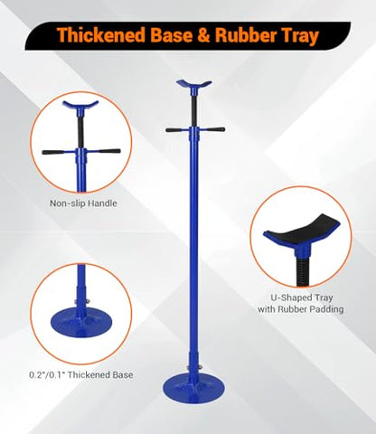 2PACK Underhoist Support Stand, 3/4 Ton Jack Stand, Under Hoist Stand for Vehicle Lifting & Support, 1655Lbs Capacity, Lifting from 38.4 to 75.4Inch, - color: Blue | Round Base