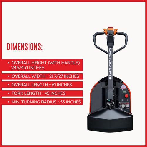 48" x27" Full Electric Pallet Jack 3300lbs Capacity Li-Ion Battery 24V/30AH