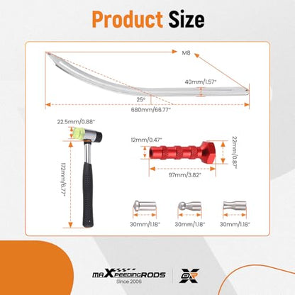 maXpeedingrods Car Dent Repair Kit, Paintless Car Dent Removal Tool, Car Dent Puller, Curved Rod Crowbar, Big Size Dent Rods, Car Front Fender Dings Remover - size: 13 PCS