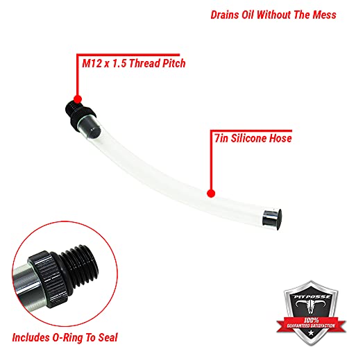 Pit Posse Oil Drain Tool Kit Compatible with KTM, Husqvarna 2 Stroke and 4 Stroke Engines Black
