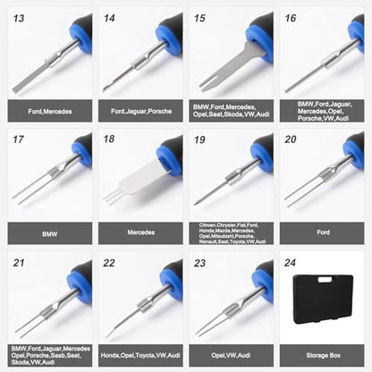 23PCS Universal Terminal Removal Tool Kit, Pin Electrical Terminal | Wire Connector Removal, Terminal Release Electrical Connector Removal Tool Kit for American Domestic and Imported Vehicles - size: 23PCS Universal Terminal Removal Tool