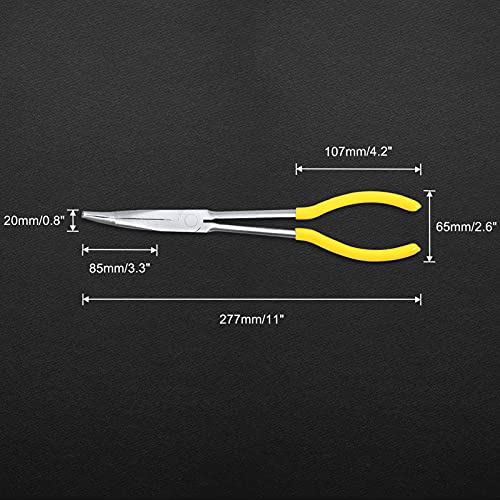 11-Inch Long Reach Bent Nose Pliers with Serrated Jaws 45 Degree Angled Needle Nose Plier Angled Pliers, Long Reach Plier for Hard to Reach Narrow Spaces & Limited Clearance Areas - style: 45 Degree angled pliers