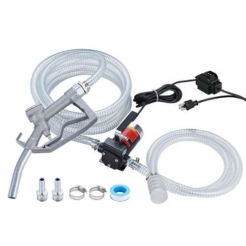 TOPWAY 110V Gasoline Fuel Pump Kit, Self-priming Oil Transfer Pump with Handle, Reversible Pumping, Overheat Protection, Explosion-Proof, Oil Hose, Nozzle for Gasoline Fuel Diesel Kerosene Removal - style: 110V 3.7GPM KIT