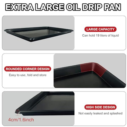 6 Pack Oil Drip Pan Heavy Duty, 35.2 x 23.4 Inch PP Plastic Oil Catch Pan, Waterproof Leak-Proof Reusable Drip Tray for Under Car Oil Changing, Garage Driveway & Home Appliance