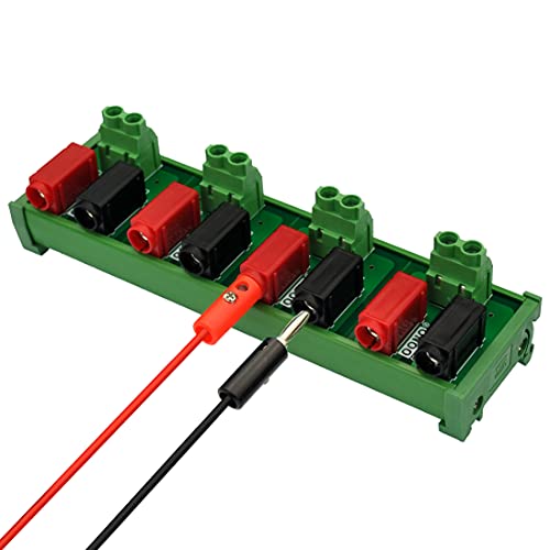 Banana Jack Breakout Board Module (4x2 Positions, DIN Rail Mount) - size: 4x2 Positions, style: DIN Rail Mount