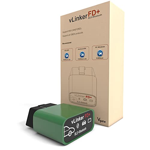vgate vLinker FD Plus OBD2 Adapter Bluetooth BLE Scanner for FORScan, Work with iPhone, Android, and Windows