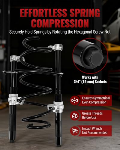 Reywoo Spring Compressor Tool, Coil Spring Compressor Tool and Strut Spring Compressor Tool Set with Safety Jaws for Macpherson Struts, Max Load 2645LB - size: 10.6" Max Safe Opening