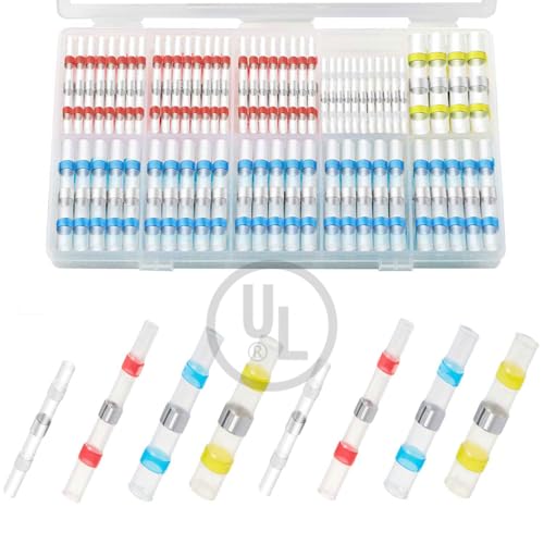 UL Listed 158pcs Heat Shrink Solder Seal Wire Butt Connectors - 12-10, 16-14, 22-18, 26-24 AWG, 4 Gauges Marine Grade Waterproof Stick Tube Kit for Motorcycle, Automotive Solderstick - color: 5. Assortment