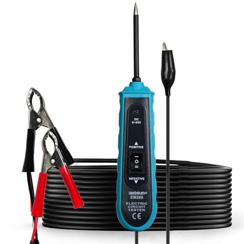allsun Professional Automotive Circuit Tester,Short Circuit Finder with Buzzer Alarm & LED Light, 6-24V Power Detector Probe with Overload Protection, 5m Cable for Car DIY Repair - size: GMEM285