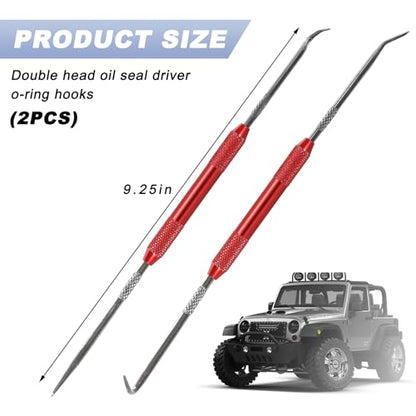 DXNQ 2 PCS Hook and Pick Set Puller Remover, Precision Pick and Hook Set, Easy Removal Tool for Auto Oil Seals O-Ring Seal Gasket, Pointed Oil Seal Screwdriver Hook Set for Most Vehicles (Red) - color: Red