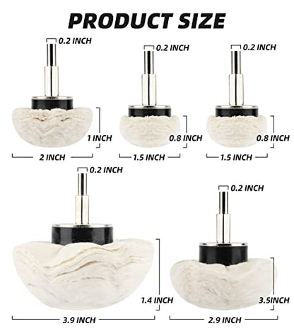 11pcs Buffing Wheel for Drill, Polishing Ball for Drill with 0.25" Hex Shafts, Cotton Polishing Kit for Rotary Tools, Sanding Headlight Rims Manifold Aluminum Chrome Stainless Steel