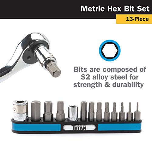 Titan 16112 Metric Hex Bit Set, 13 Piece (13 Piece Metric Hex Bit Set) - style: Standard