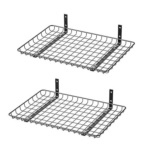 Ultrawall Wall Mounted Storage Shelf, Garage Wall Shelves 24x12 Inch, Metal Shelf Rack, Heavy-Duty Wall Organizer for Closet, Kitchen, Laundry Room 2 Pack, Black - color: Black