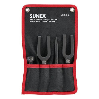 SUNEX TOOLS ACS4 Air Hammer Chisel Pneumatic Separator Set in Portable Tool Roll, 4-Piece