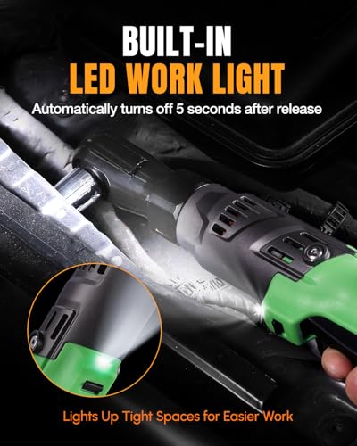 WORKPROX Electric Ratchet Wrench 3/8" Set, 20V Cordless Ratchet Wrench Kit, 74Ft-lbs, 250RPM, Battery Powered Ratchet with LED Light, 2-Pack 2000mAh Batteries, 7 Sockets & 3" Extension Bar - size: 3/8 inch
