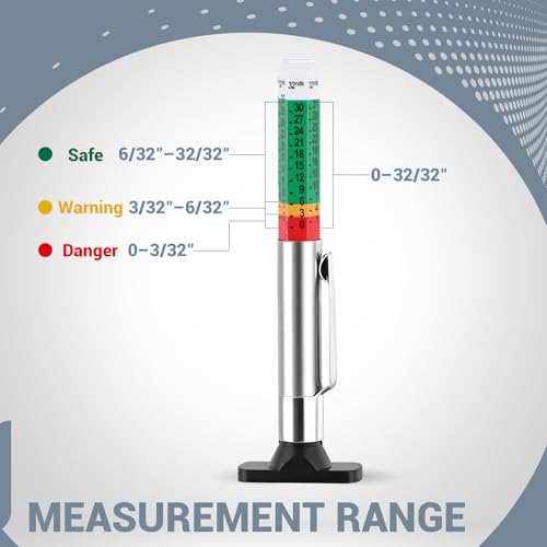 INBOF 8 Pack Tire Tread Depth Gauge, Color Coded Tire Depth Gauge Tool 32nds