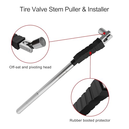 SUNSOUL Metal Valve Stem Puller, 12.5 Inch Tire Valve Stem Removal Tool | Rim Protection Design, Heavy Steel Construction, 2-in-1 Install & Removal Tool, Knurled Non-Slip Grip, Valve Stem Tool