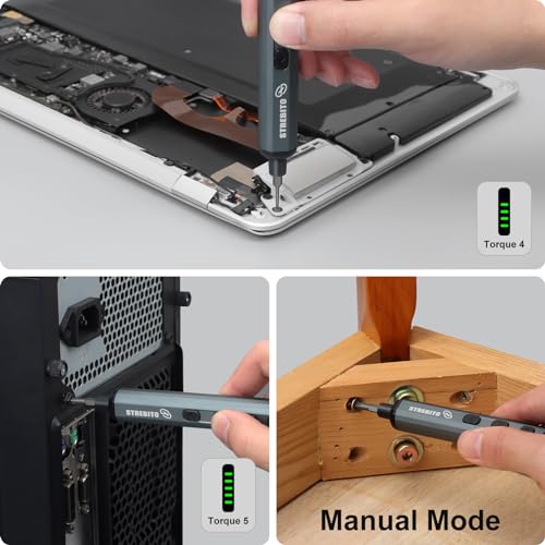 STREBITO Mini Electric Screwdriver Set, 70 in 1 Small Electric Screwdriver - 64 S2 Preicison Bits, 5 Torque Settings, 4 LED Lights, Mini Power Screwdriver Repair Tool Kit for PC Electronic (Standard) - style: Standard