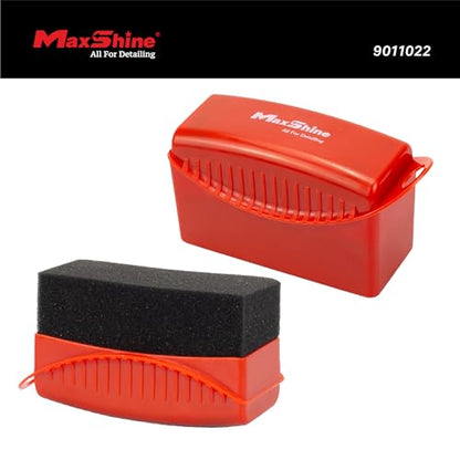 Maxshine Universal Tire Shine Applicator with Protective Cover – Dense Foam Pad with Ergonomic Grip – Mess-Free Tire Dressing Tool for Coating, Cleaning & Car Detailing – Auto, Boat & Marine Detailing