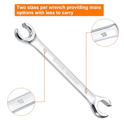 HARFINGTON Flare Nut Metric Wrench 16mm x 18mm CR-V Mirror Polished Chrome Plating Metric Wrench for DIY Hand-making Automotive Repairs and Household Maintenance - size: 16mm x 18mm