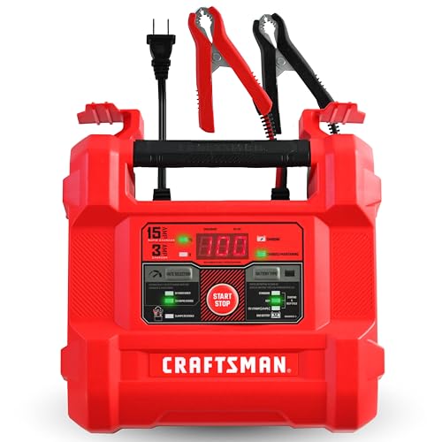 CRAFTSMAN 15A Car Battery Charger and Battery Maintainer, 4-in-1 Solution, for 6V/12V Power Sport, Automotive, and Marine Batteries, CMXCESM162