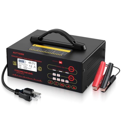 6/8/12/24/36/48V Battery Charger 0-14Amp for Golf Cart or Lithium | Smart Adjustable Car Battery Charger with Upgraded Cable Clamps, Smart Trickle Charger,Battery Maintainer,LiFePO4 - color: Red-8V-48V